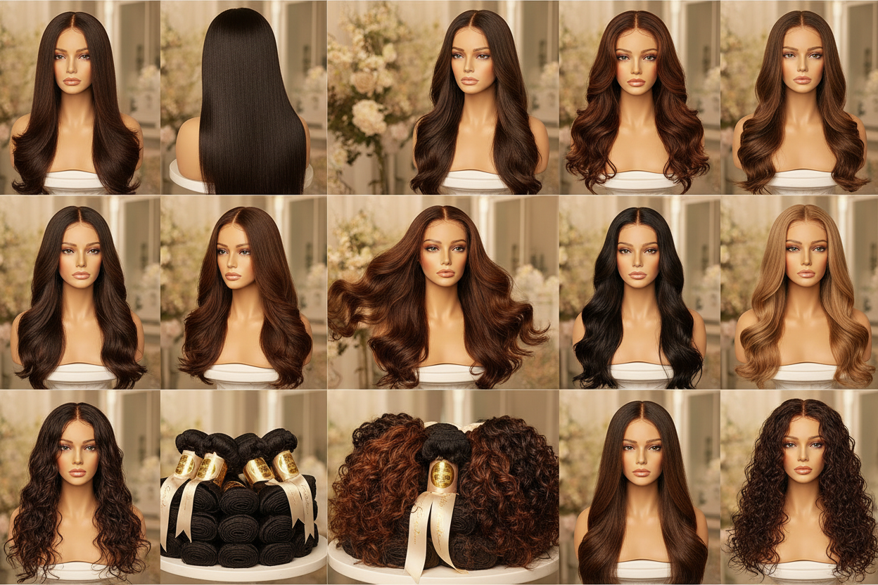 Wigs and Bundles Collage